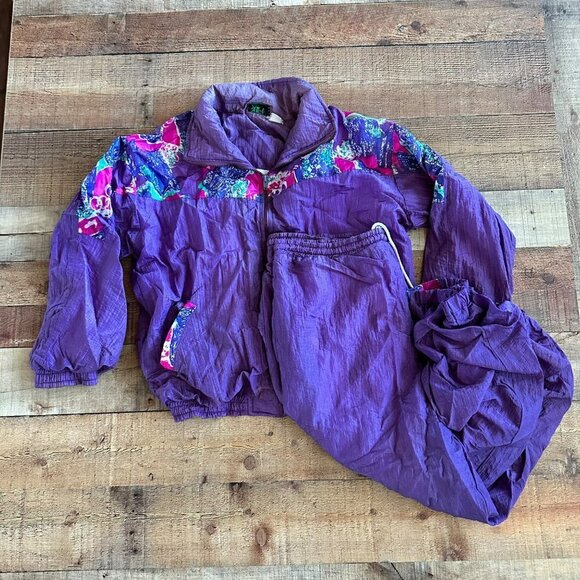Surfi Pants - Sufi Womens Vintage  Track suit Cinched Cropped Pant and Sleeves in Purple